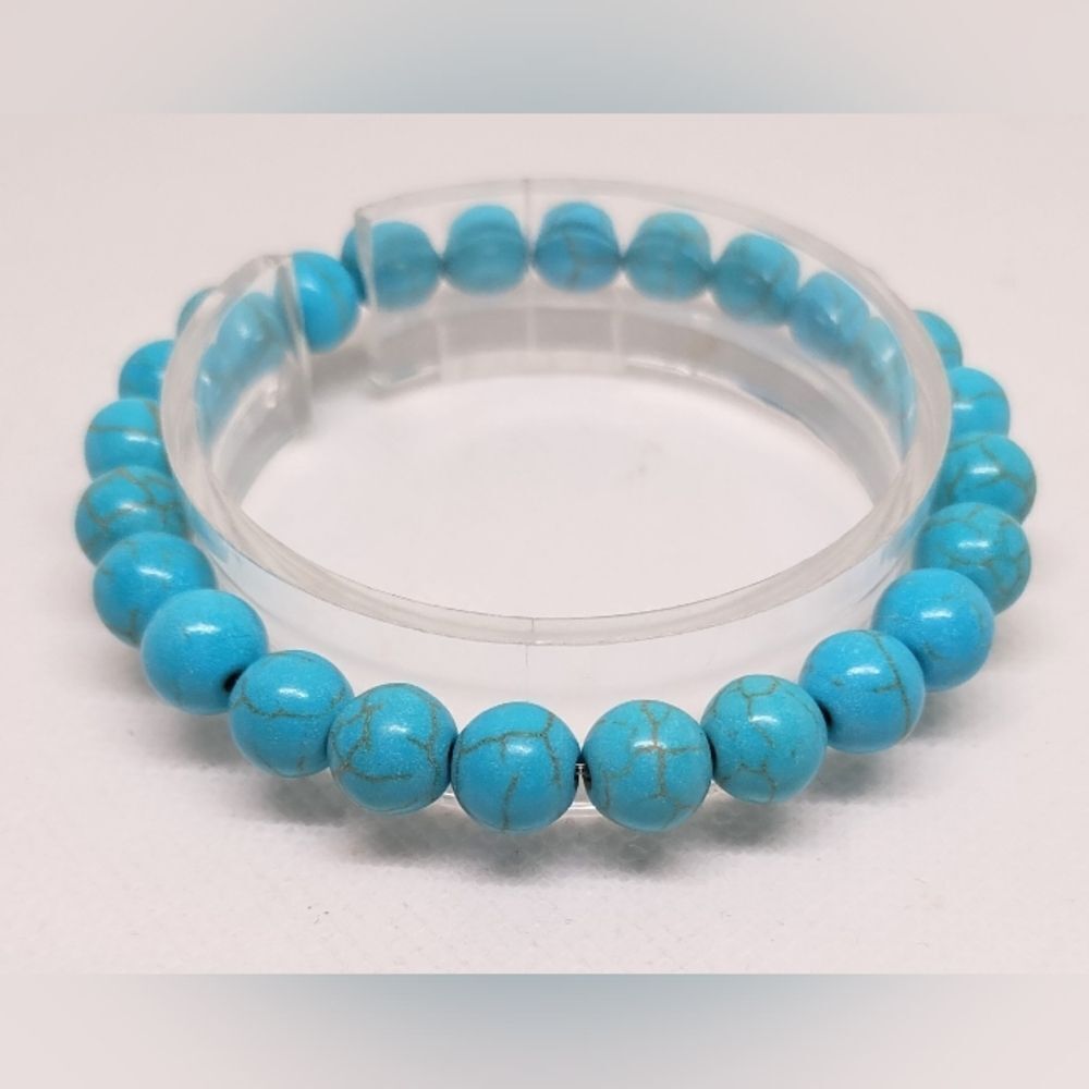 Men's bracelet beaded stone marble turquoise new‎ 8mm e73